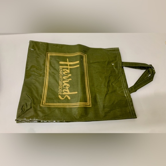 1980s Vintage Harrod's Knightsbridge PVC Vinyl Coated Fabric Shopping Tote Bag - Picture 15 of 16